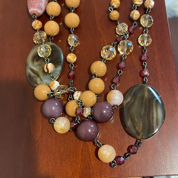 2 Piece Set FURLA: Multi Strand Faceted Mixed Bead Necklace & Bracelet
